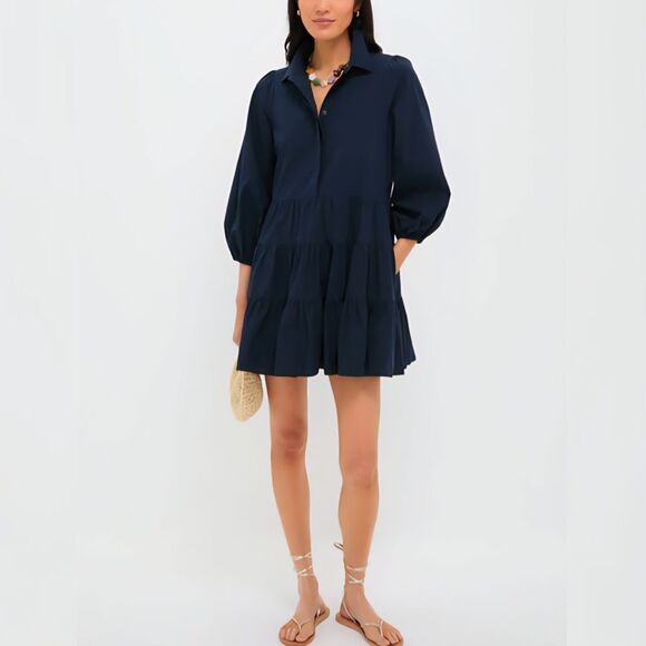 New Pomander Place - S - Tuckernuck Women's Mabel Mini Dress Navy - Picture 1 of 8